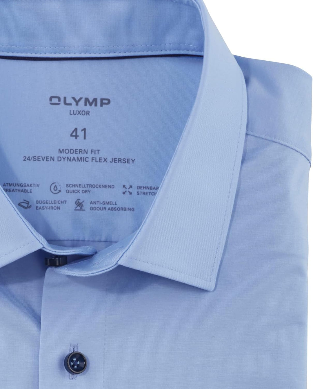 OLYMP Herren Oberhemd Langarm 120264,Single Jersey,Modern Fit Jerseyshirt 01,New Kent 37 Hellblau 10