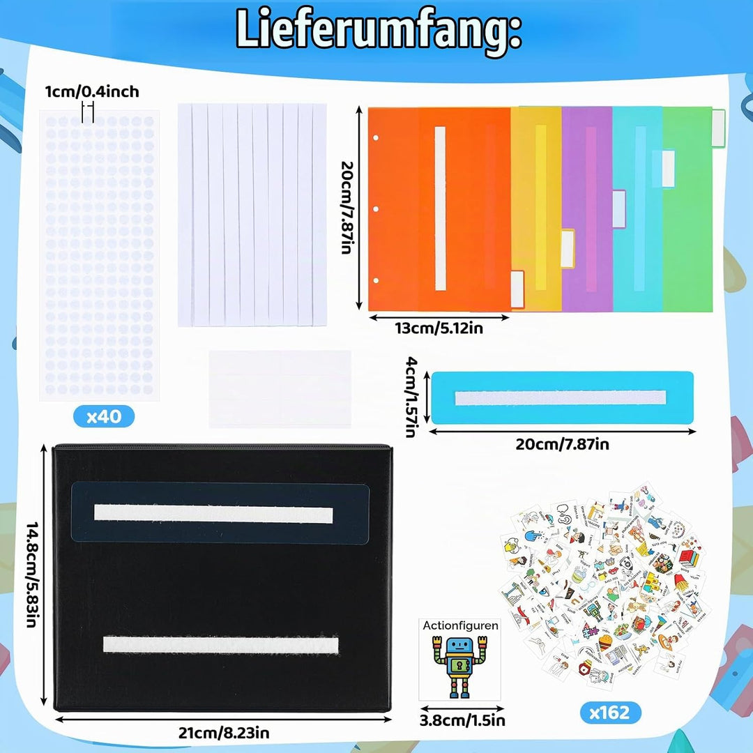 Resurhang Kommunikationsbuch, 162 Laminat-Symbol-Bilderkarten mit 5 mehrfarbigen Trennblättern, 1 Sa