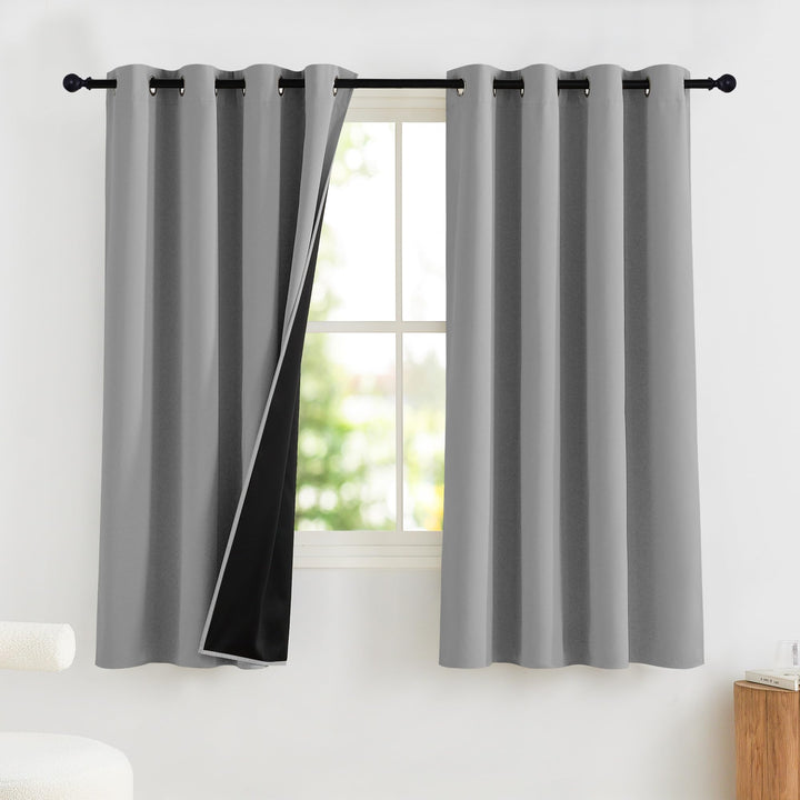 PONY DANCE Lichtundurchlässige Gardinen mit Ösen Thermovorhang gegen Hitze 2er Set H 145 x B 140 cm