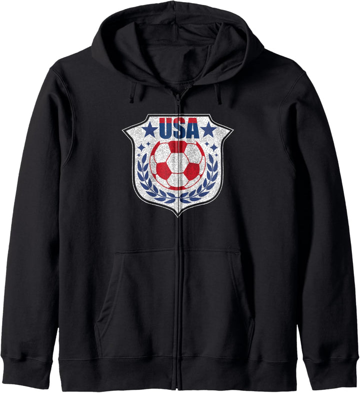 Trendy Red White Blue USA Soccer Ball Logo Kapuzenjacke