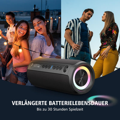 ZEALOT Bluetooth Lautsprecher S51 Pro mit Licht,Musikbox Tragbarer Blueooth Box,40W kraftvoller Ster