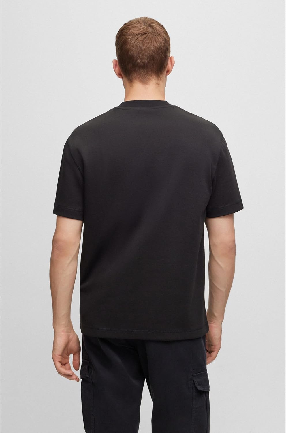 BOSS Herren Teeteddy Oversized T-Shirt aus Interlock-Baumwolle mit Teddy-Tasche XS Black1, XS Black1