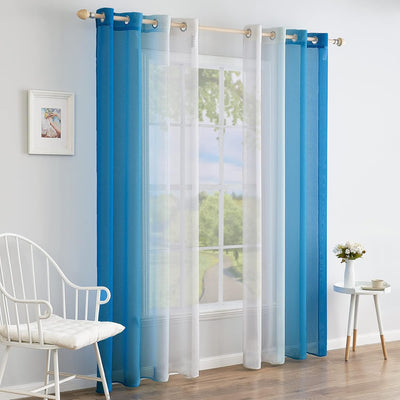 MIULEE 2er Set Voile Vorhang Zweifarbiger Vorhang mit Ösen Transparente Gardine Ösenschal Fenstersch