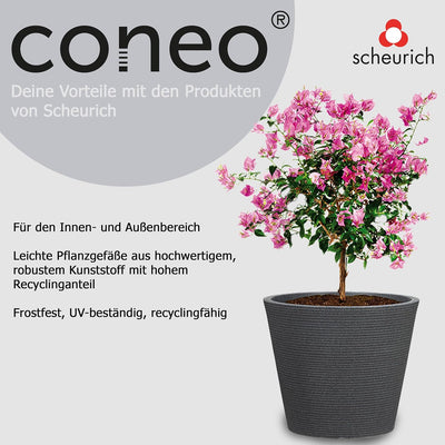 Scheurich Coneo, Pflanzgefäss aus Kunststoff, Schwarz-Granit, 49 cm Durchmesser, 39,4 cm hoch, 46 l