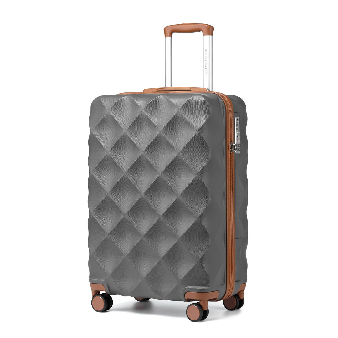 British Traveller Handgepäck Koffer 54x36.5x21.5 cm, Hartschalen Reisekoffer aus ABS+PC mit TSA-Schl
