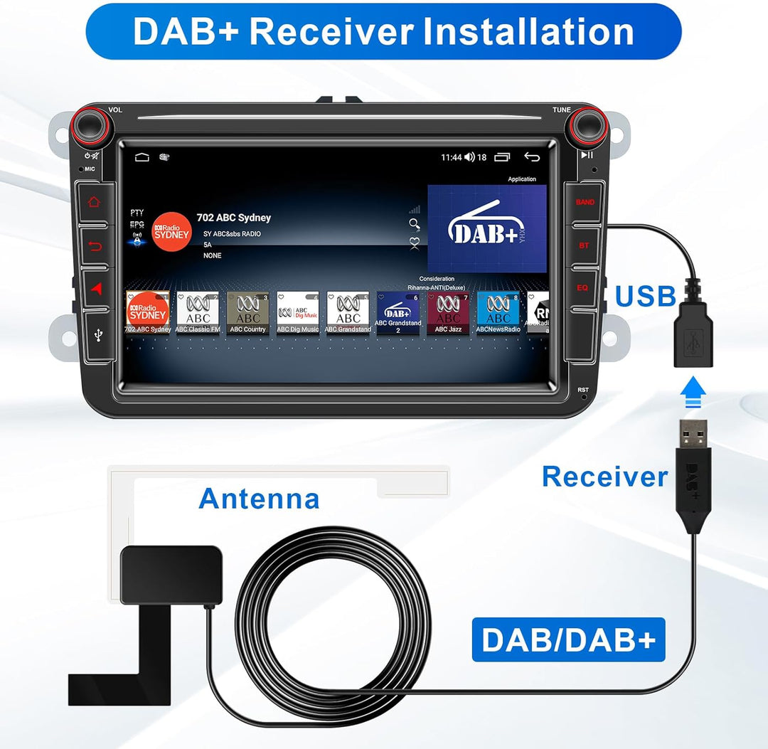 Android Autoradio mit Navi Bildschirm für VW Golf 5 6 Seat Passat Sharan Tiguan, Wireless Android Au