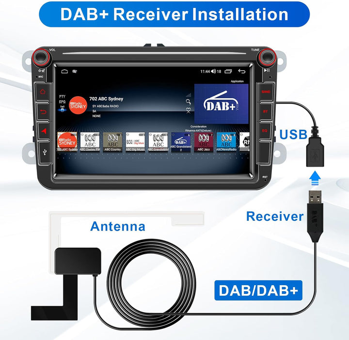 Android Autoradio mit Navi Bildschirm für VW Golf 5 6 Seat Passat Sharan Tiguan, Wireless Android Au