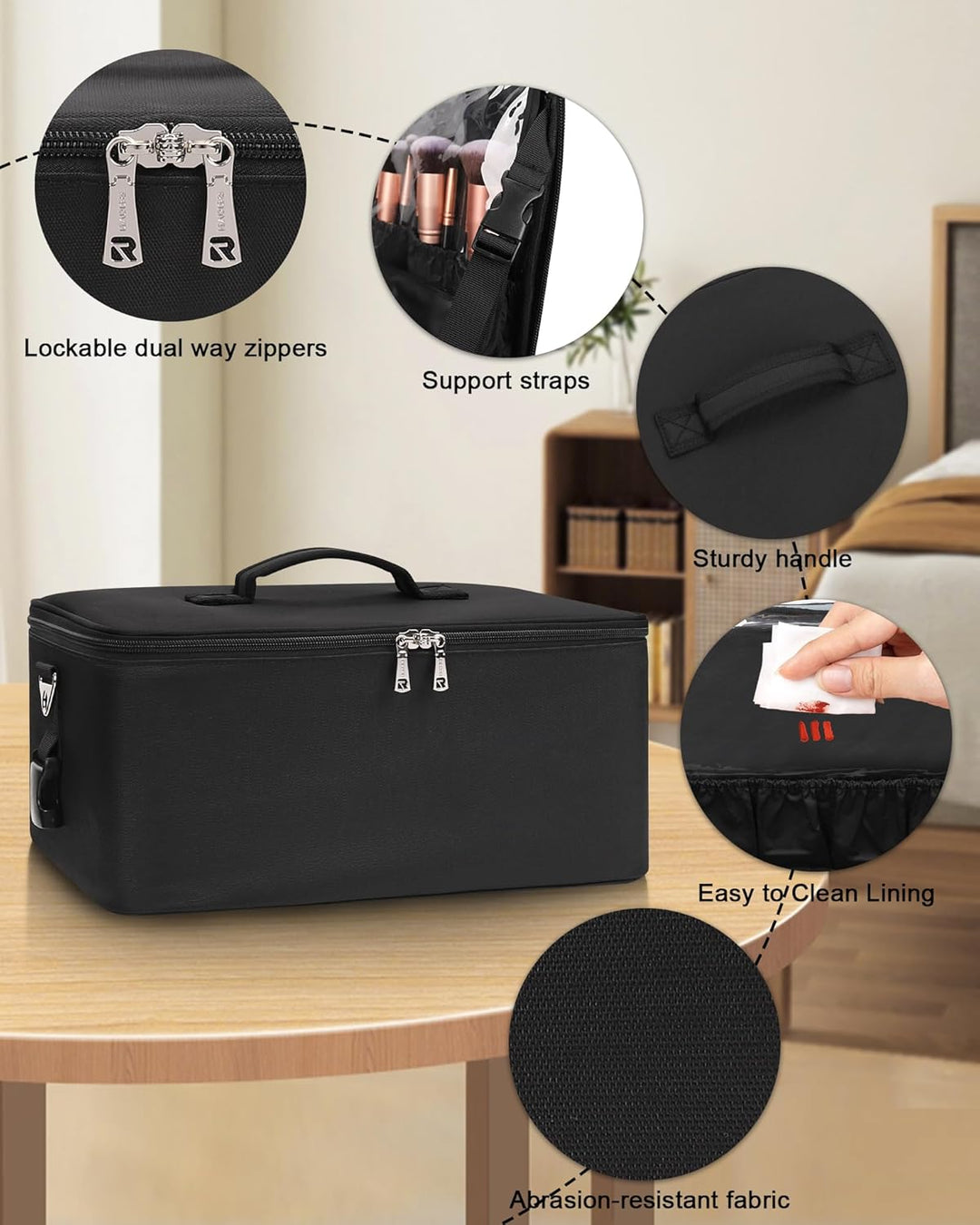 Kosmetikkoffer Grosse Make-up Tasche Professionelle Schminkkoffer Reise Beauty Case mit 3 Kosmetikta