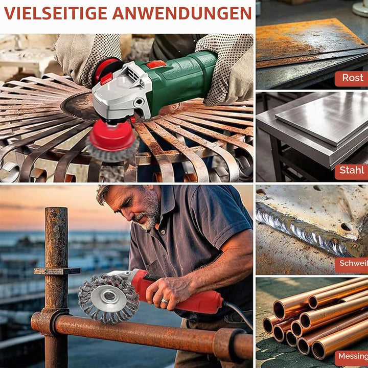 6 Stück Drahtbürste Winkelschleifer, 75mm/100mm Stahlbürste Flex Set M14 Topfbürste Winkelschleifer