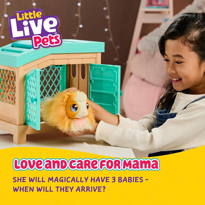 Little Live Pets – Mama Surprise | Interaktives Mama-Meerschweinchen mit Stall und 3 Überraschungsba