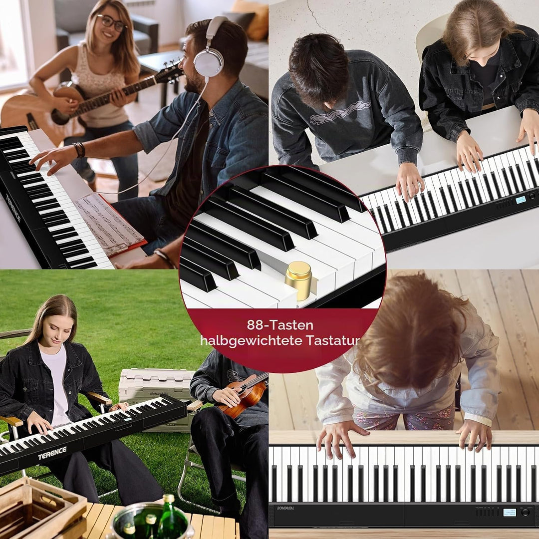 E Piano 88 Tasten: TERENCE Keyboard Piano 10W-Lautsprecher Faltbares E Piano 88 Tasten-Halbgewichtet