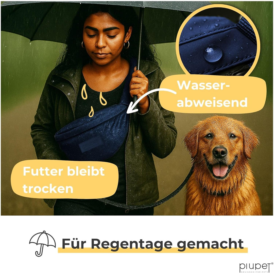 PiuPet® Leckerlitasche für Hunde I Stylische & wasserdichte Gassitasche Hunde mit 3 Reissverschlussf