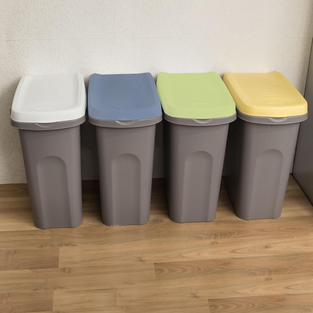 4x15L Mülleimer Küche gelb grün blau weiss Mülltrennsystem Trash Bin Sack Gelb-Grün-Blau-Weiss 15 Li