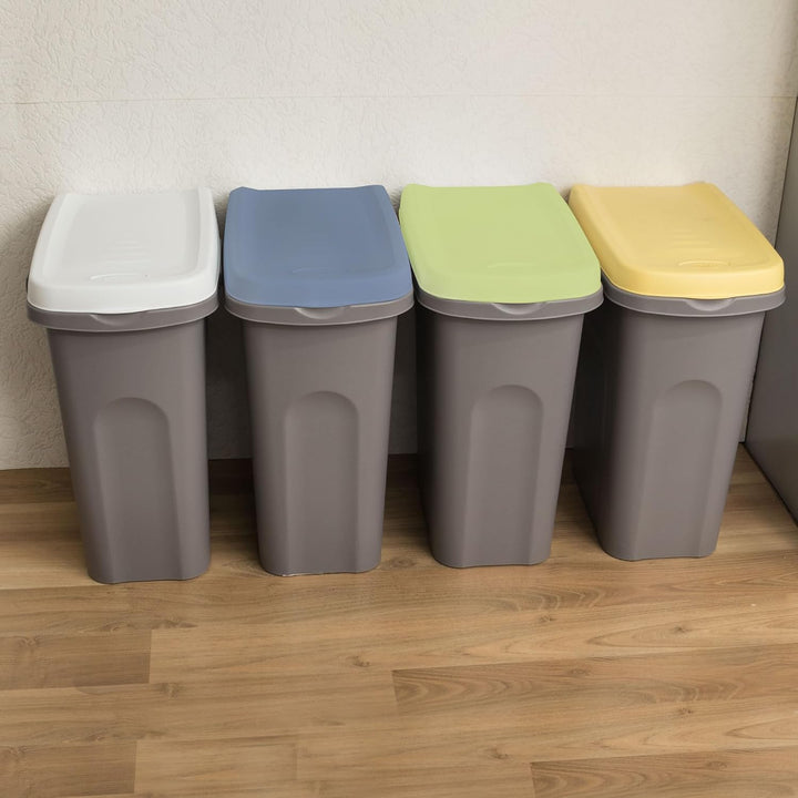 4x15L Mülleimer Küche gelb grün blau weiss Mülltrennsystem Trash Bin Sack Gelb-Grün-Blau-Weiss 15 Li