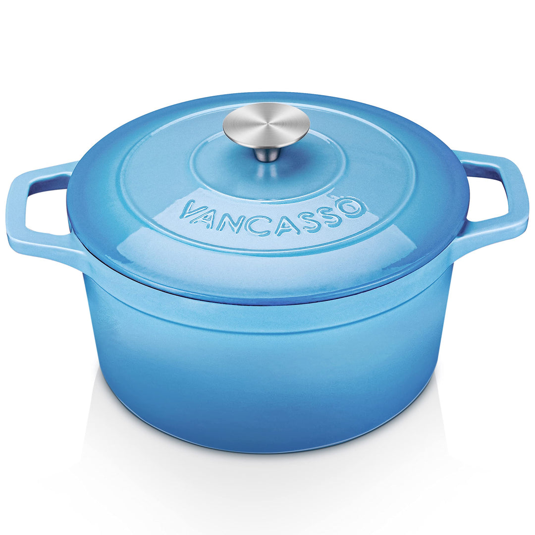 vancasso Gusseisen Bräter, Gusseisen Topf Brot Backen 4L Ø 24cm Emaillierte Schmortopf Induktion, Ka