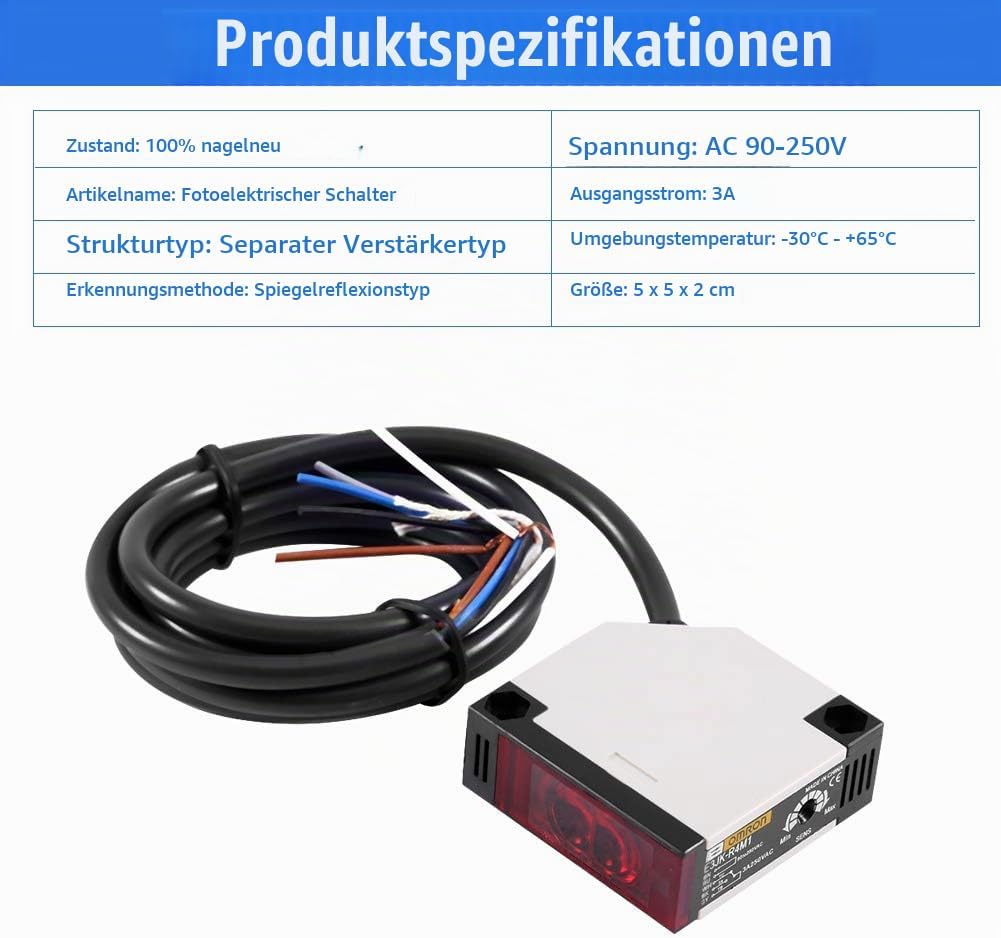 Keenso Reflexions Lichtschranke, E3JK-R4M1 Reflexions-Lichtschranke AC 90-250V 3A Lichtschranke Spie