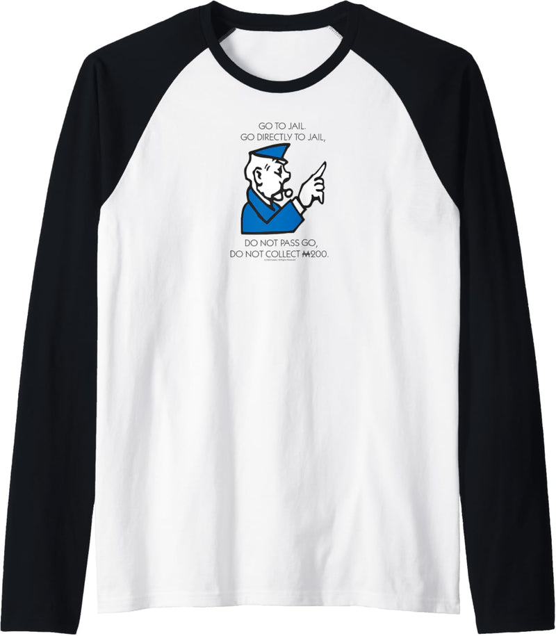 Monopoly Go Directly To Jail Game Board Vintage Logo Raglan
