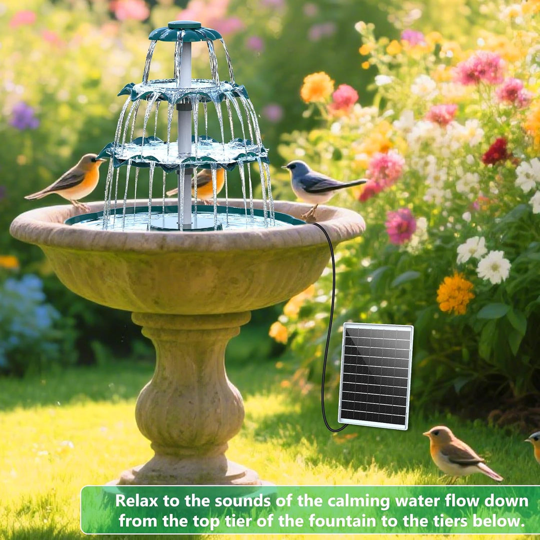 AISITIN DIY Brunnen,Vogeltränke Sets mit 6,5W Solar Springbrunnen, 3 Stufige Vogelfütterer für Draus