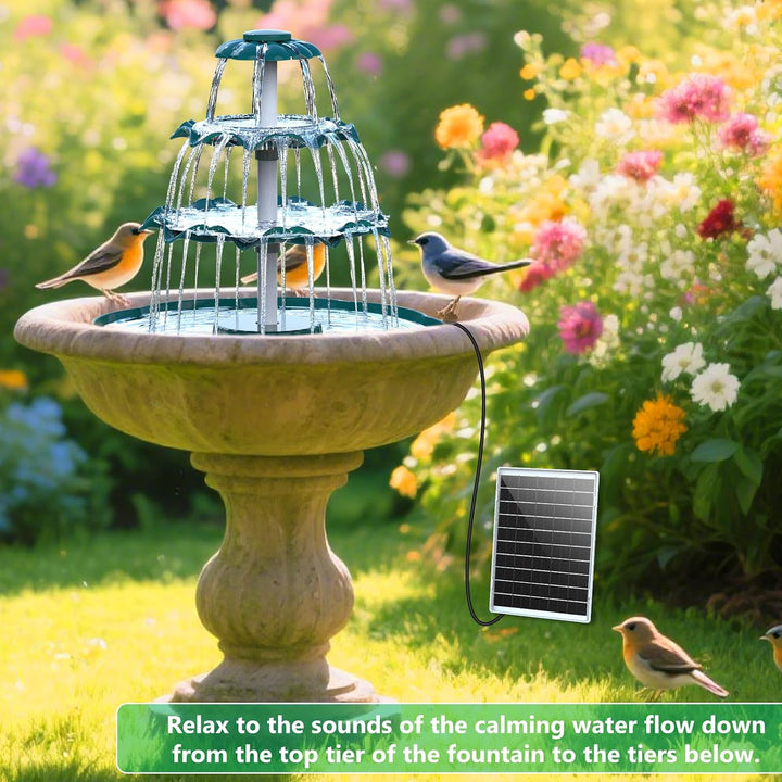 AISITIN DIY Brunnen,Vogeltränke Sets mit 6,5W Solar Springbrunnen, 3 Stufige Vogelfütterer für Draus