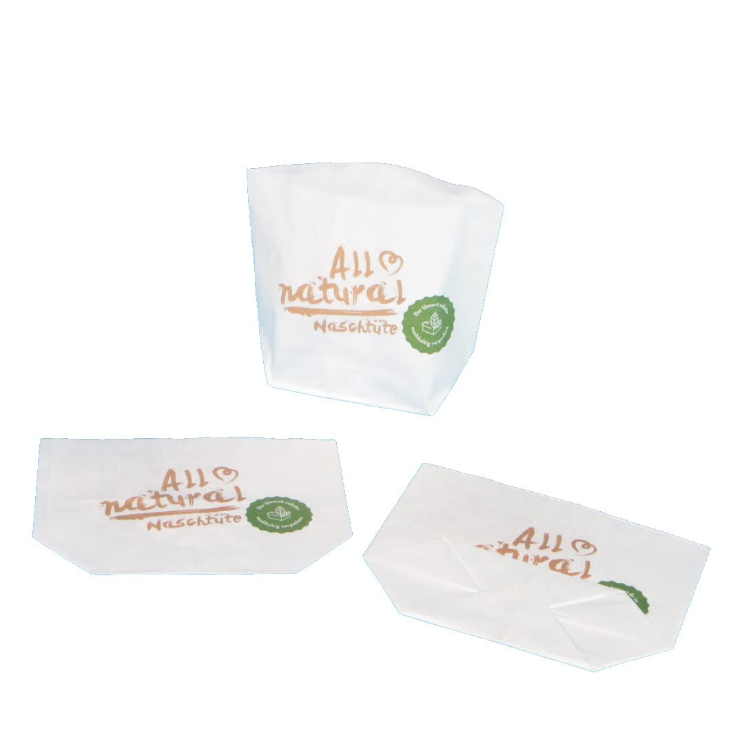 1000 Snack Bodenbeutel Snackbeutel Naschtüte 14+5,5x10,5cm fettdicht für Popcorn Mandeln Gummitiere