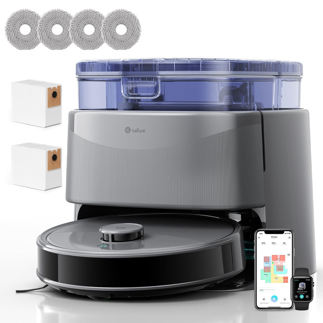 Lefant M3 Ultra Staubsaugerroboter, 23.000 Pa Saugkraft | 3,2 L automatische Staubentleerung, 75 °C-