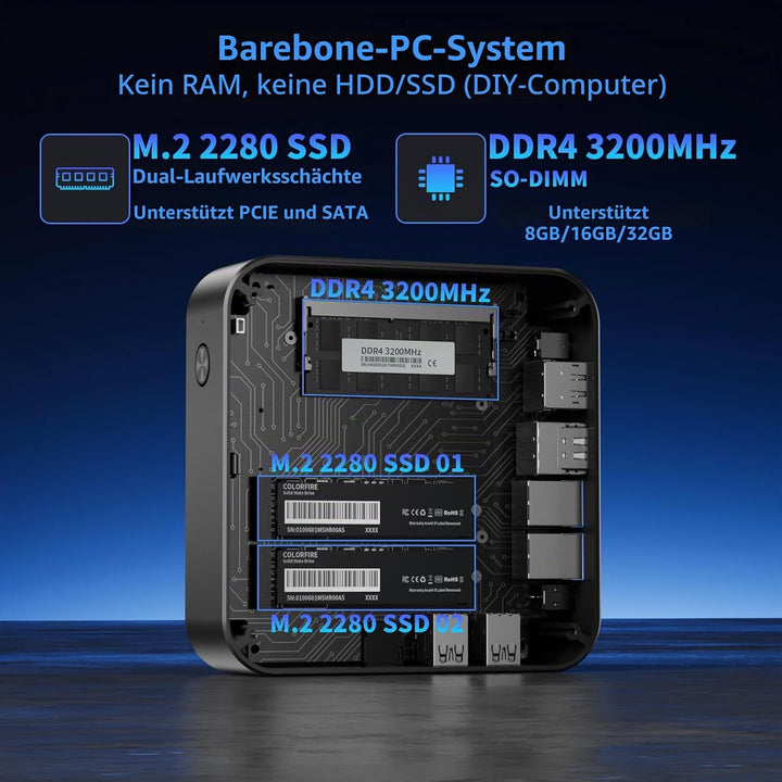 DreamQuest Mini PC Barebone Intel N95 der 12. Generation (bis zu 3,4 GHz), Micro Desktop Computer oh