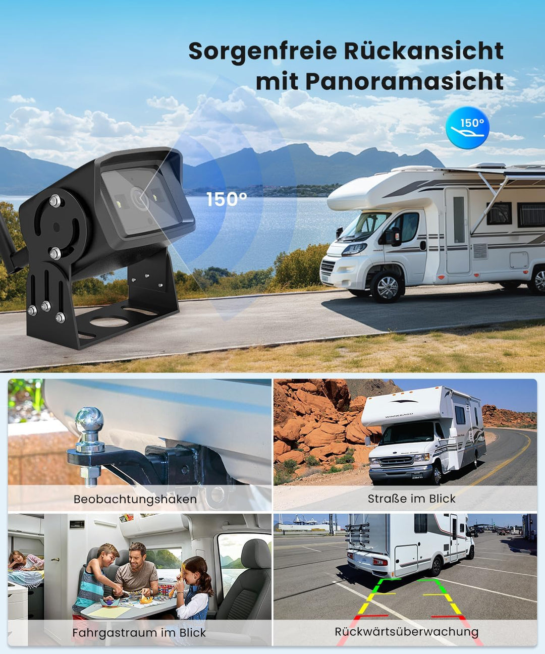 AUTO-VOX 7" HD Rückfahrkamera Kabellos: Einfache Installation & Stabiler Empfang, 150° Weitwinkel Rü