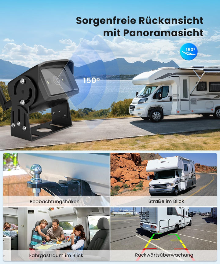 AUTO-VOX 7" HD Rückfahrkamera Kabellos: Einfache Installation & Stabiler Empfang, 150° Weitwinkel Rü