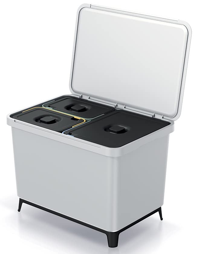 Mülleimer 3er Set 1x 23L + 2x 10L Müllbehälter Abfalleimer 43L Mülltrennsystem Müllsammler Set Einsä