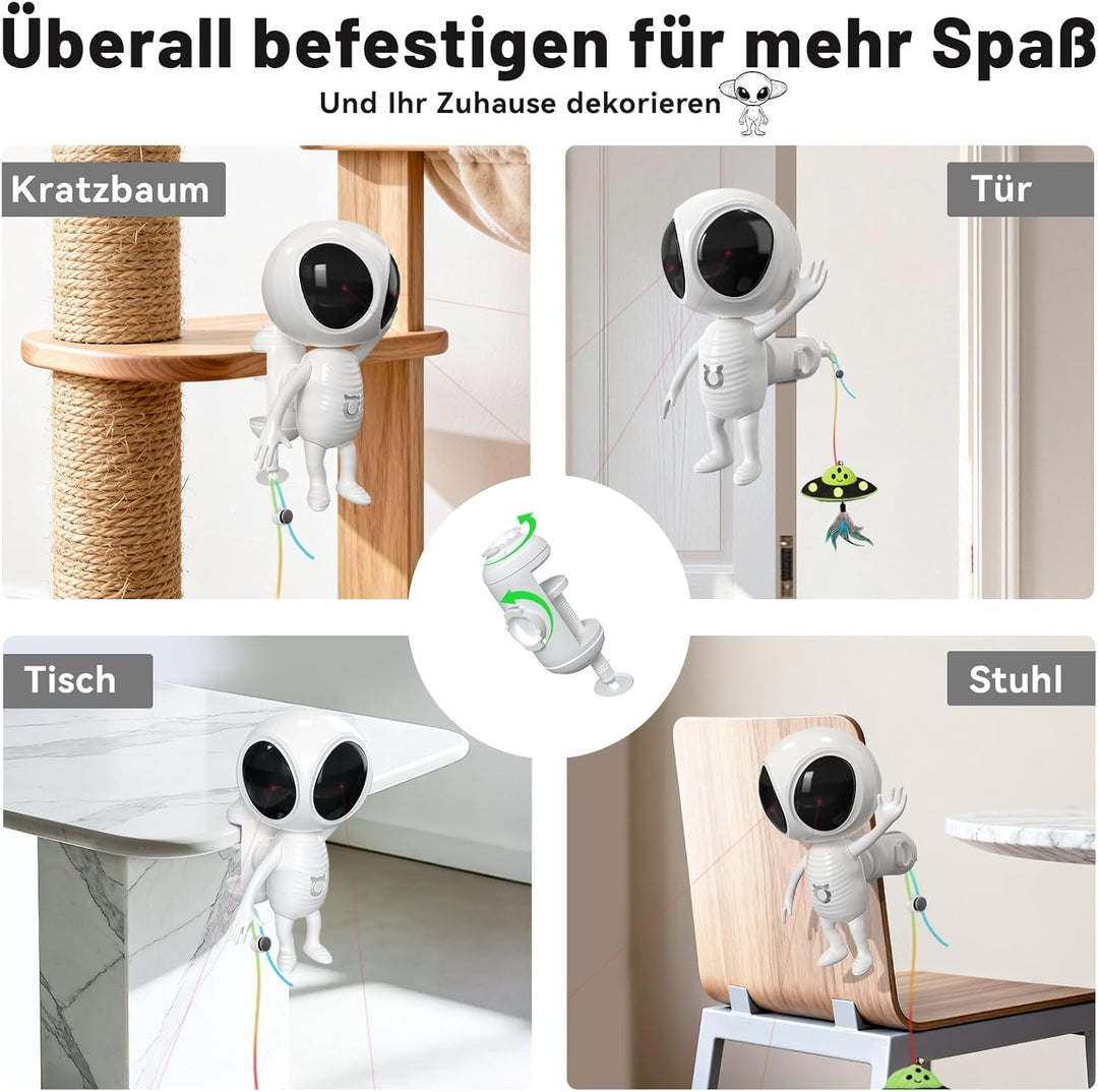 GoldenSun Interaktives Katzenspielzeug, 2-in-1 Automatisch mit Dual-Projektion &amp; Katzenminze-UFO-Anh