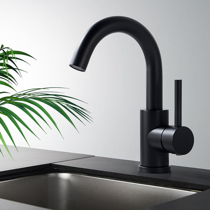 Schwarz Wasserhahn Bad 360° Drehbar, Edelstahl Waschtischarmatur Armaturen Waschbecken Hoch, Einhebe