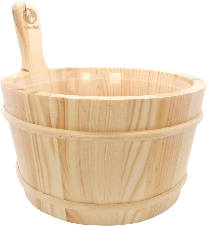 SudoreWell® Saunakübel Saunaeimer Set 4l aus hochwertigem Kiefernholz plus