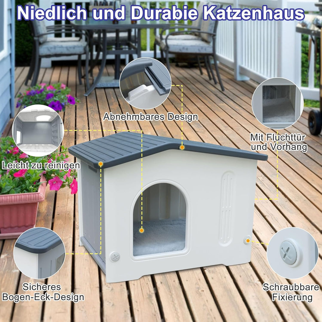 Katzenhäuser für Indoor-Katzen Kunststoff verwildert Outdoor-Katzenhaus Welpenunterkunft für kleine