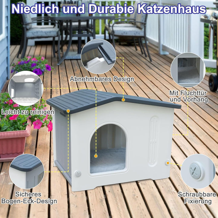 Katzenhäuser für Indoor-Katzen Kunststoff verwildert Outdoor-Katzenhaus Welpenunterkunft für kleine