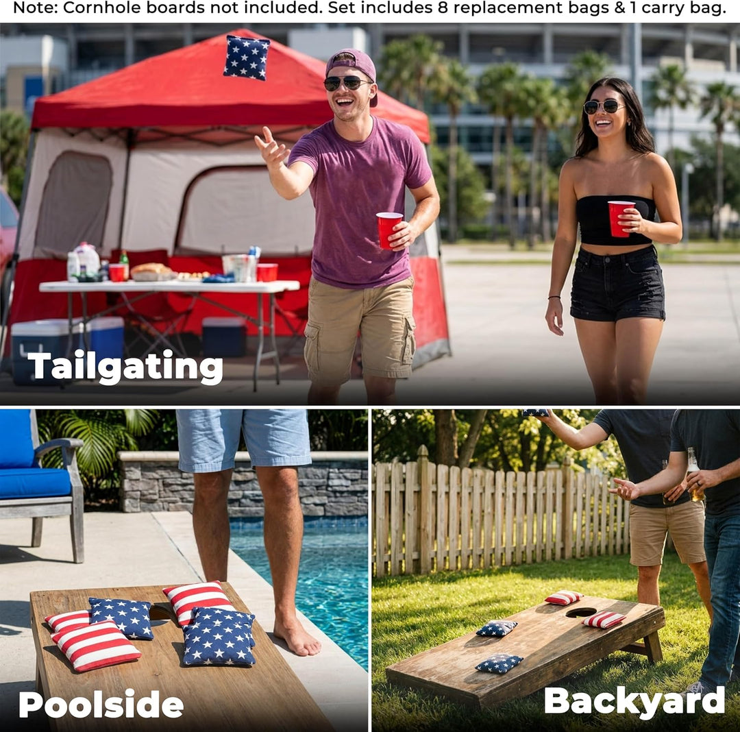 SPORT BEATS Cornhole Bags Allwetter 8er Set für Cornhole Wurfspiele, Regulierung Gewicht & Grösse -
