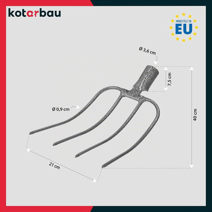 KOTARBAU® Forke 4 Zinken Heugabel Mistgabel Mistforke Gartengabel Gartenforke Dunggabel Spatengabel