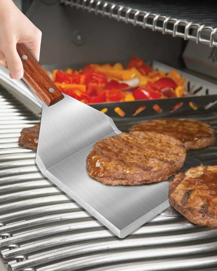 Kureny Grillspachtel Set aus Edelstahl,Grillspachtel Set mit Holzgriff,Kreativer Grillwender, Einzig
