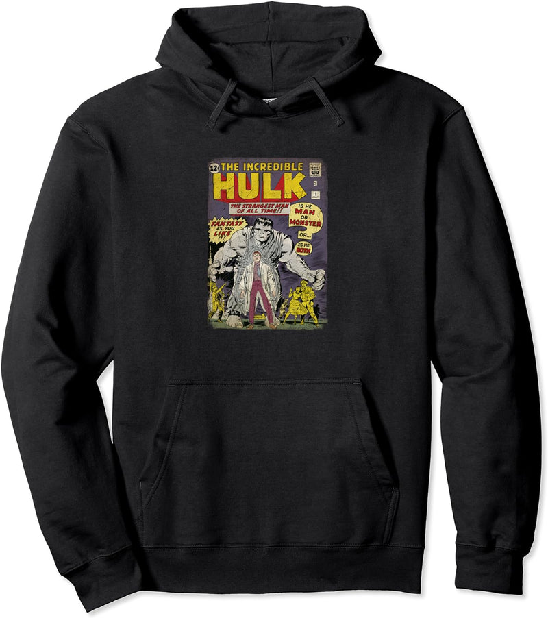 Marvel The Hulk Retro Comic Cover Strangest Man Of All Time Pullover Hoodie
