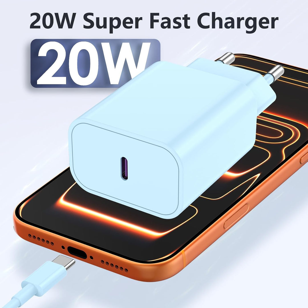 2Pack USB C Ladegerät für iPhone 17E/16 15 17 Pro Max/17 16 15 Pro/16 15 Plus/17 Air/17 16 15, 20W U
