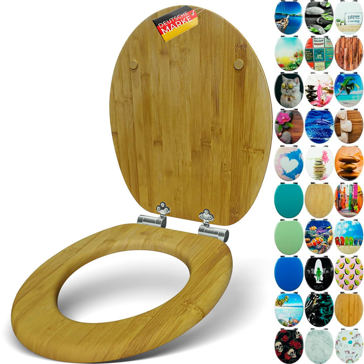 SANFINO® Bambus WC Sitz mit Absenkautomatik, edle Holz-Optik und hochwertige Qualität, hoher Sitzkom