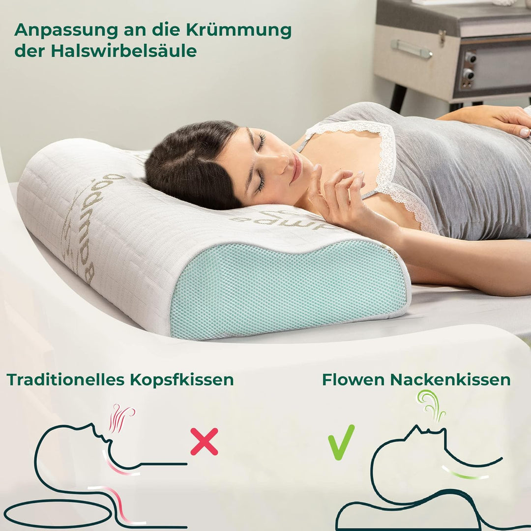 Flowen Orthopädisches Nackenstützkissen Memory Foam Kopfkissen Nackenkissen Ergonomisches für Bett H