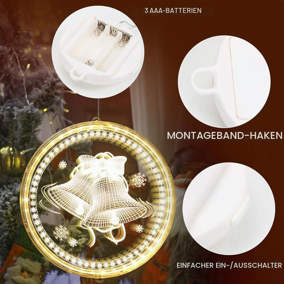 Meleager Weihnachten Dekorative Fenster Licht, Weihnachtsbeleuchtung Hängend Fenster, 3D Hängende We