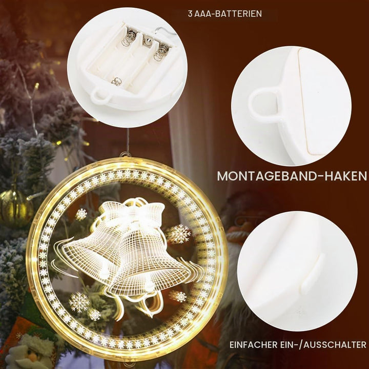 Meleager Weihnachten Dekorative Fenster Licht, Weihnachtsbeleuchtung Hängend Fenster, 3D Hängende We