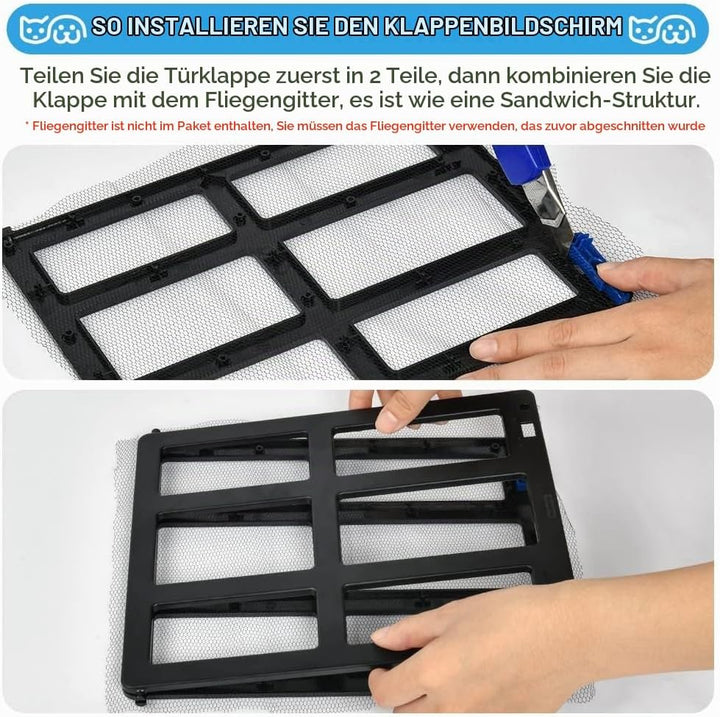 Adiwo Katzenklappe für Fliegengitter, 31.5 x 25 cm Schwarz Automatischen Verschluss Hundeklappe Flie