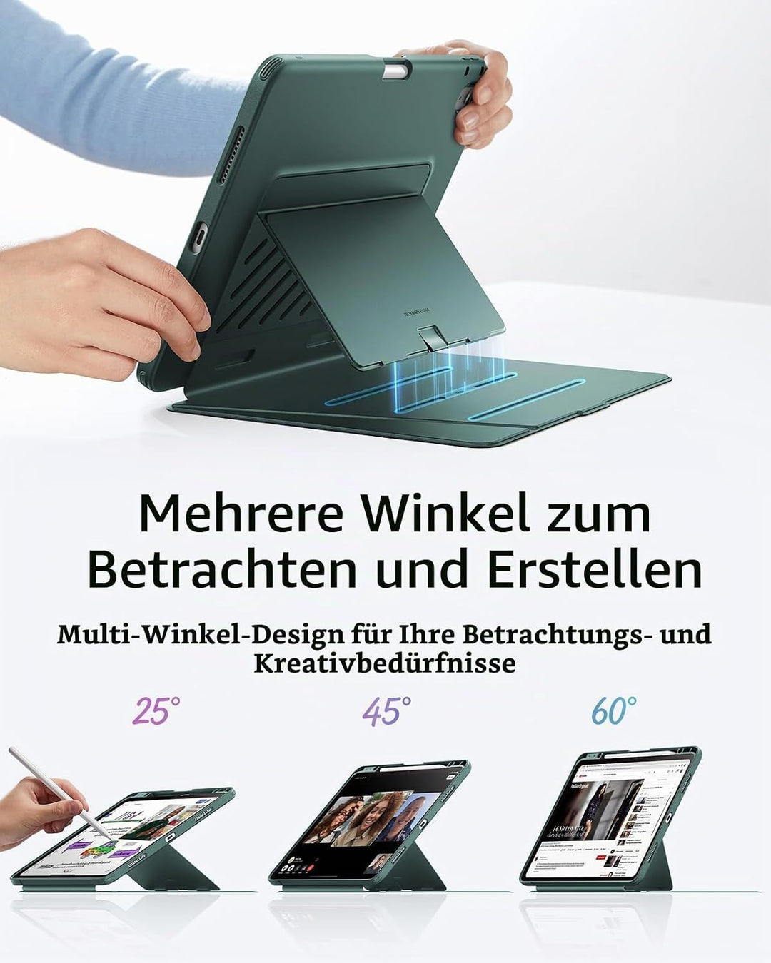 ESR Hülle für iPad Air 13 Zoll (2026/2025/2024) M4/M3/M2, Vertikale Stand, Mehrere Standwinkel, Ultr