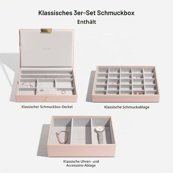 Stackers Blush Raffia Klassische Schmuckschatulle - 3 Blush Bast, Blush Bast
