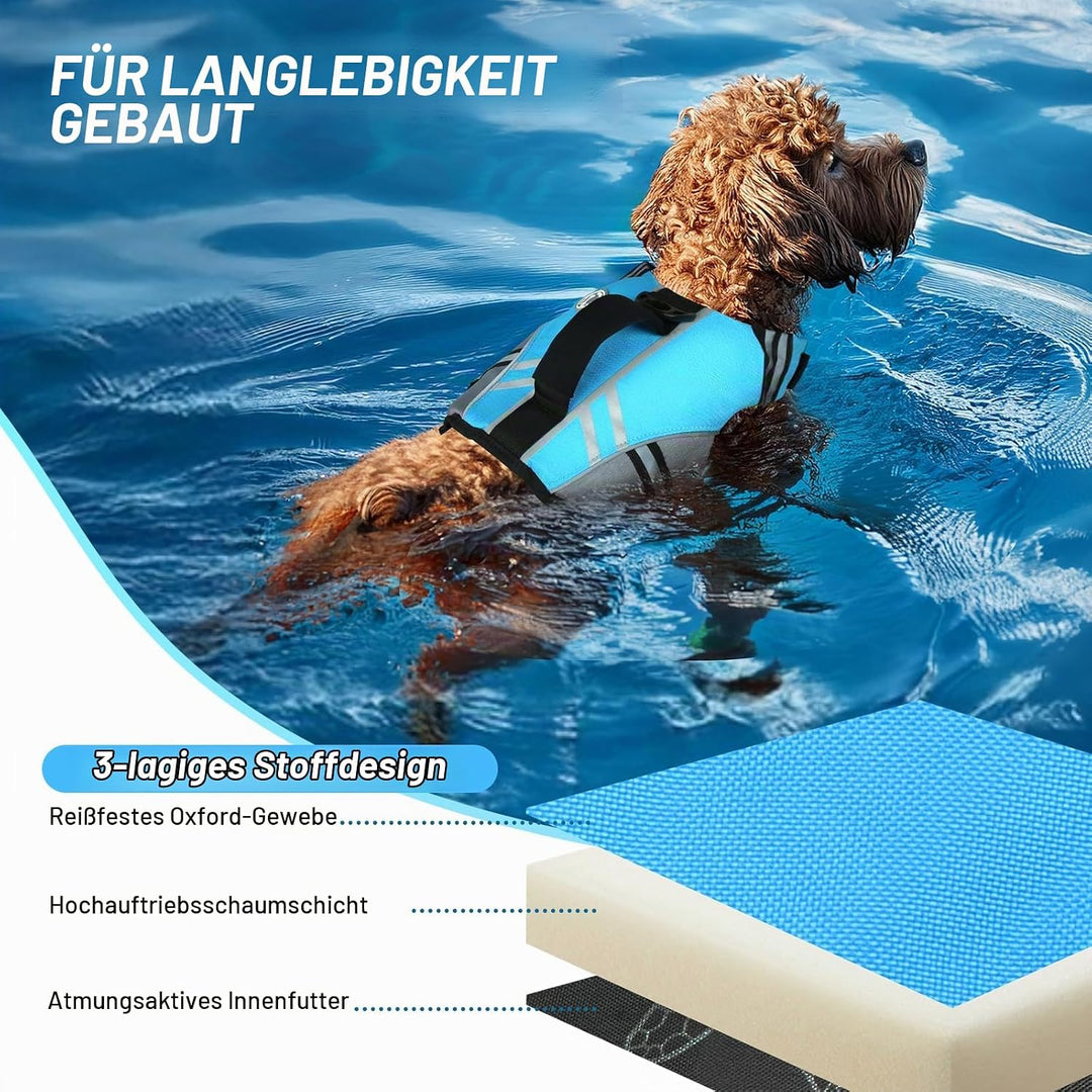 VIVAGLORY Sports Style Hundeschwimmweste, Rettungswesten Für Hunde Bootfahren, Auftrieb &amp; Schwimmhil