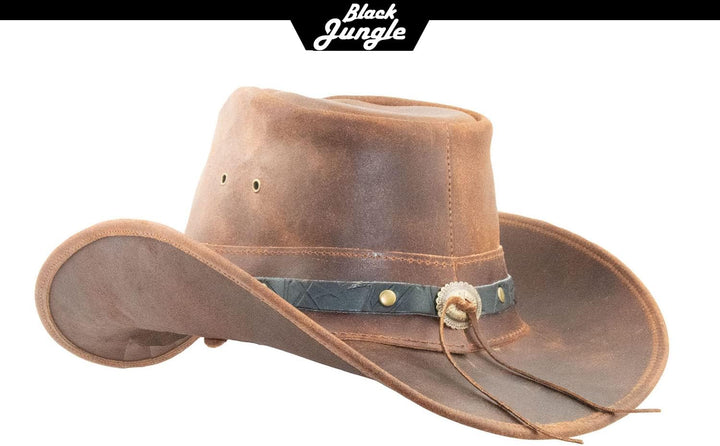 Black Jungle Ontario Outdoor Western Lederhut Australien Cowboy Lederhüte Reiterhut Unisex S Ocker,