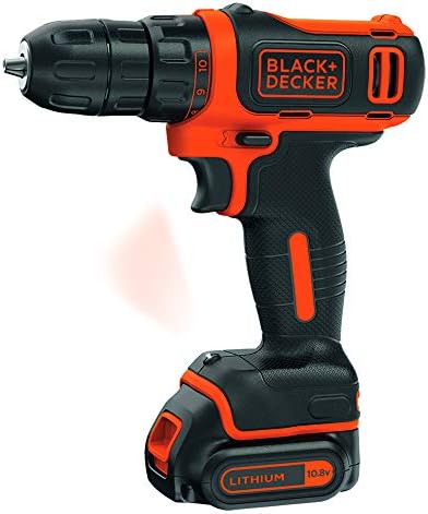Black+Decker Akku-Bohrschrauber (10.8V 1,5Ah, ultrakompakt &amp; leicht, mit LED-Arbeitsleuchte, Softgri