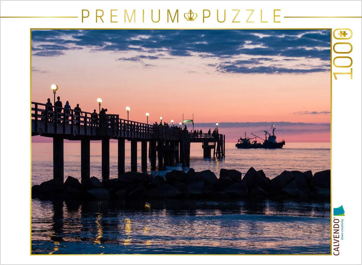 CALVENDO Puzzle Seebrücke Wustrow am Abend 1000 Teile Lege-Grösse 64 x 48 cm Foto-Puzzle Bild von Ri